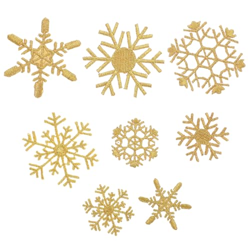 Operitacx 8 Stück Teiliges Goldene Schneeflocken Stoffapplikationen zum Aufnähen Verschiedene Diy Weihnachten Kleidung Patches Festliche Aufnäher für Jacken und Textilien von Operitacx