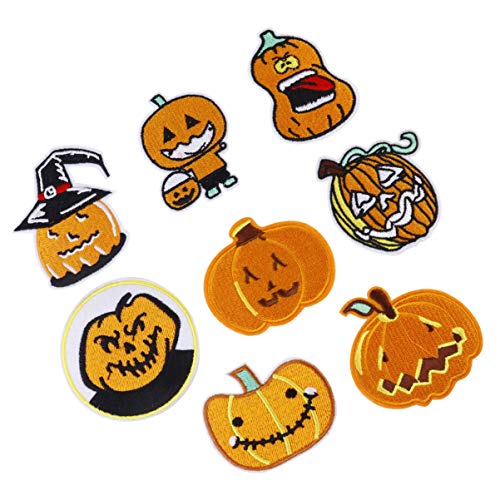 Operitacx 8 Stück Teiliges Halloween Aufnäher Kürbis Patch zum Aufbügeln und Annähen Bestickte Stoffapplikationen für Kleidung Praktische Reparatur Herbstliche Halloween Dekoration von Operitacx