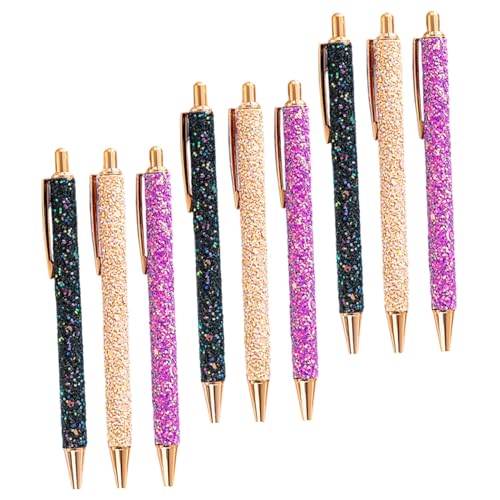 Operitacx 9 Stück Teiliges Glitzernde Einziehbare Kugelschreiber mit Schwarzer Tinte Metallisch Glänzend in Roségold Schwarz und Vielseitig Einsetzbar für Schule Büro und Kreative von Operitacx