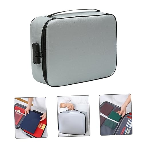 Operitacx Aktenhalter große aufbewahrungstasche codeschloss ordner cartape geldbörsen Organizer-Tasche für Zertifikate Passreiseveranstalter mehrschichtige Beutel Aktentasche Glasfaser Grey von Operitacx