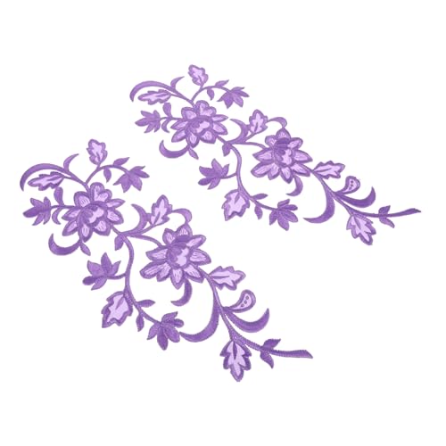 Operitacx Blumensticker Blume Patches zum Aufnähen Stickerei-Stoff-Patch gestickte Applikationsflecken Blütenblüte Applikation Blumenflicken zum Aufbügeln Apliques Bordados Violett von Operitacx