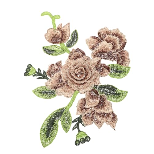 Operitacx Dekorativer Blumenförmiger Aufnäher Handgemachte Stickerei für Kleidung und Diy Projekte Langlebig und Praktisch Strapazierfähigem Braun von Operitacx