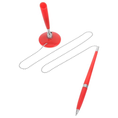 Operitacx Desktop Kugelschreiber mit Kette Multifunktionaler Sicherheitsstift für Büro und Hotel Roter Schreibstift für Empfangstheke Glattes Schreiben Schnelltrocknende von Operitacx