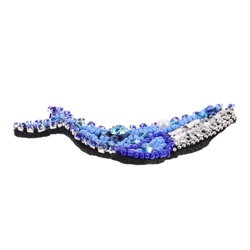 Operitacx Diy Beaded Whale Patch für Kleidung Dekorativer Stoffaufnäher mit Strass und Perlen Süße Tierapplikation für Pullover und Kreative Nähprojekte von Operitacx