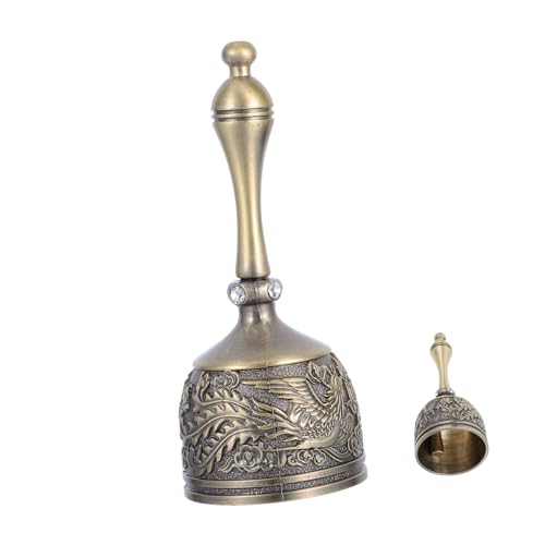Operitacx Europäische Handglocke Metall mit Ergonomischem Griff Klarer Lauter Klang Vielseitig für Service Meditation Yoga Seniorenpflege Restaurant Zuhause Schule Feier von Operitacx