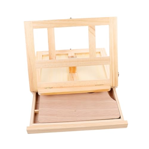 Operitacx Faltbarer Tisch Easel mit Schublade Holz Tragständer für Malerei Displayhalter und Präsentationsständer Naturholzfarbe von Operitacx