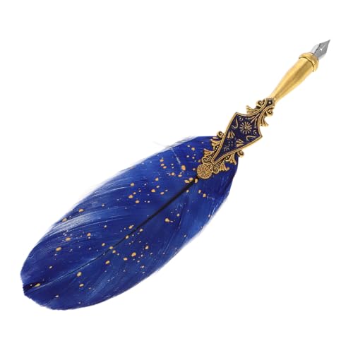 Operitacx Federkiel einzigartige Kalligraphiestifte Füllfederhalter im Retro-Stil dekorative Stifte fountianischer Stift Dip-Stift im Vintage-Stil Vintage -Stifte Metall Blue Operitacx Federkiel einzigartige Kalligraphiestifte Füllfederhalter im Retro-Stil dekorative Stifte fountianischer Stift Dip-Stift im Vintage-Stil Vintage -Stifte Metall Blue von Operitacx