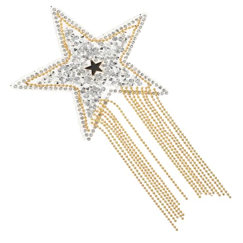 Operitacx Glitzernder Stern Aufbügelflicken mit Strasssteinen Delikater Patch für DIY Kleidung Taschen Hüte Personalisierbare Reparatur Applikation für Textilien Silber Gold Kombi von Operitacx