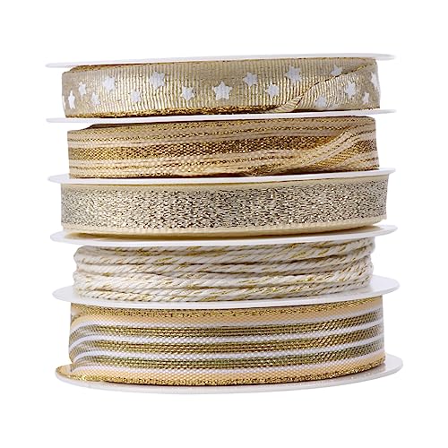 Operitacx Goldene Weihnachtsdekorationsschleife aus Langlebigem Material Geschenkband mit Glitzer Sternen zum Verpacken Basteln und Festdekoration Einfach Zuschneidbar für Diy Operitacx Goldene Weihnachtsdekorationsschleife aus Langlebigem Material Geschenkband mit Glitzer Sternen zum Verpacken Basteln und Festdekoration Einfach Zuschneidbar für Diy von Operitacx