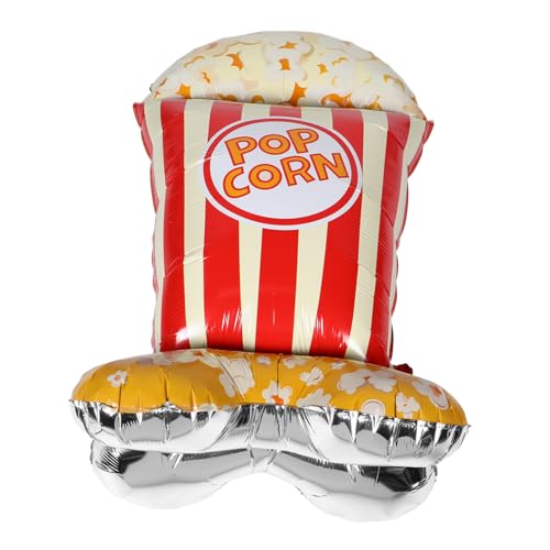 Operitacx Großer Popcorn Folienballon mit Selbststehender Funktion Robuste Wiederverwendbare Kinderparty Dekoration Schnelle Aufblasung für Halloween Weihnachts und Karnevalspartys von Operitacx