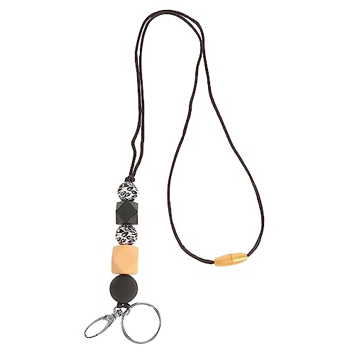 Operitacx Halskette Mit Holzperlen Schlüsselband Abzeichenclip Perlenhalter Schlüsselhalsketten Für Frauen Damenhalskette Halsbandhalsketten Für Frauen Ausweishalskette von Operitacx
