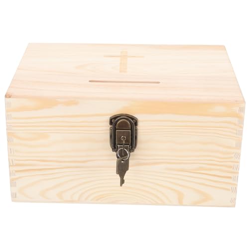 Operitacx Holz Spendenbox mit Schloss Abschließbare Vorschlagsbox Große Kapazität Sichere Wahlurne für Büro Schule Verein für Spenden Vertrauliche Mitteilungen und Feedback von Operitacx