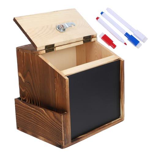 Operitacx Holz Vorschlagsbox mit Schloss Vintage Wandmontierte Spendenbox Mehrzweck Hölzerne Wahlurne und Mailbox für Büro Schule und Fundraising Retro Design Einfache Installation von Operitacx