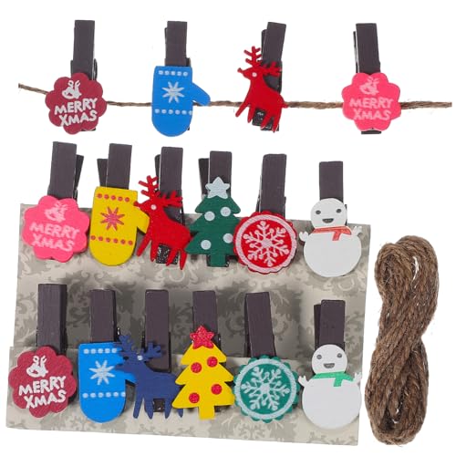 Operitacx Holzklammern Set mit Juteschnur Wiederverwendbare Foto Clips Birkenholz Dekorative Geschenkklammern für Fotos Karten DIY Bastelprojekte als Festliches Gratulationsgeschenk von Operitacx