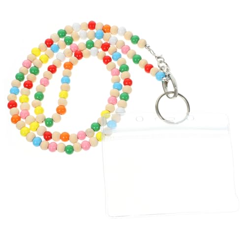 Operitacx Holzperlen Lanyard Halter Bohemian Halsgurt für Abzeichen Karten Anpassbar Längen für DIY von Operitacx