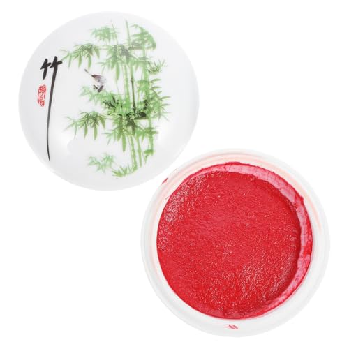 Operitacx Keramik Box Traditionelle Chinesische Kalligraphie Set Rot Tinte Paste Container Porzellan Schmuck von Operitacx