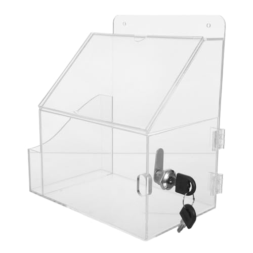 Operitacx Klarer Acryl Spenden und Vorschlagsbox mit Schloss und Schildhalter Kompakte Transparente Wahlurne für Büro Fundraising Abstimmung und Charity Langlebig und Platzsparend von Operitacx