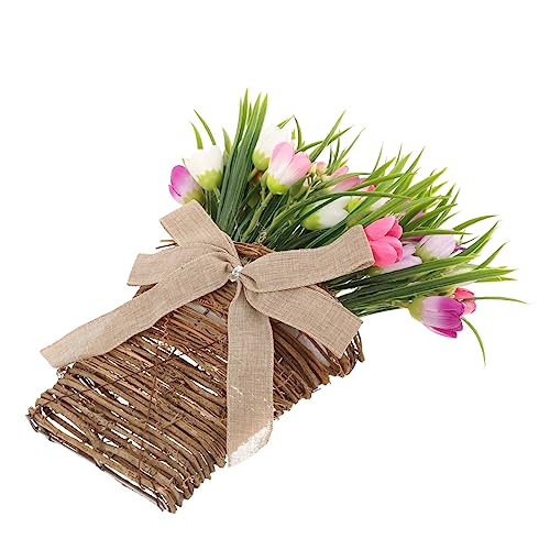 Operitacx Künstliche Tulpenblumen Wandkorb Rattan Blumenarrangement Realistische Dekoration für Haustür Frischer Look Ohne Pflege Langlebiges Material für Innen Außen Operitacx Künstliche Tulpenblumen Wandkorb Rattan Blumenarrangement Realistische Dekoration für Haustür Frischer Look Ohne Pflege Langlebiges Material für Innen Außen von Operitacx