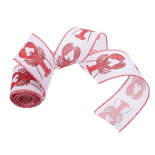 Operitacx Lobster Print Grosgrain Bastelband mit Drahtkante Yards Breit Vielseitiges Geschenkband für Schleifen Geschenkverpackungen Kränze und Dekorationen bei Festen von Operitacx