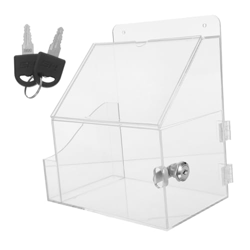 Operitacx Mehrzweck Transparente Acryl Spendenbox mit Schloss und Schildhalter Sichtfenster für Vorschläge Wahlurnen Losbox für Fundraising und Charity Modernes Design von Operitacx