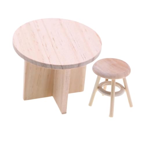 Operitacx Miniatur Puppenhaus Möbel Set Eleganter Runder Tisch und Hocker Klassische Handgefertigte Puppenhaus Möbel Kompakte für Kleine Räume Naturbelassene Holzstruktur Operitacx Miniatur Puppenhaus Möbel Set Eleganter Runder Tisch und Hocker Klassische Handgefertigte Puppenhaus Möbel Kompakte für Kleine Räume Naturbelassene Holzstruktur von Operitacx