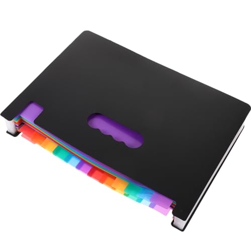 Operitacx Multi Grid Aktenordner Erweiterbare Datei Organizer Tasche für Büro und Zuhause aus Langlebigem Material Fächer Tragbar für Dokumentenorganisation Schwarz mit Regenbogenfarben von Operitacx