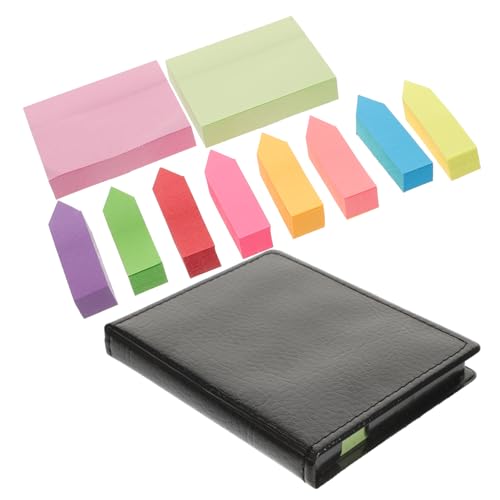 Operitacx Multifunktionales Notizblock mit PU Box Praktische Haftnotizen Auffälligen Farben für Bürobedarf und Schule Wiederverwendbare Klebefähigkeit ohne Rückstände mit Stift und Memo Pads von Operitacx