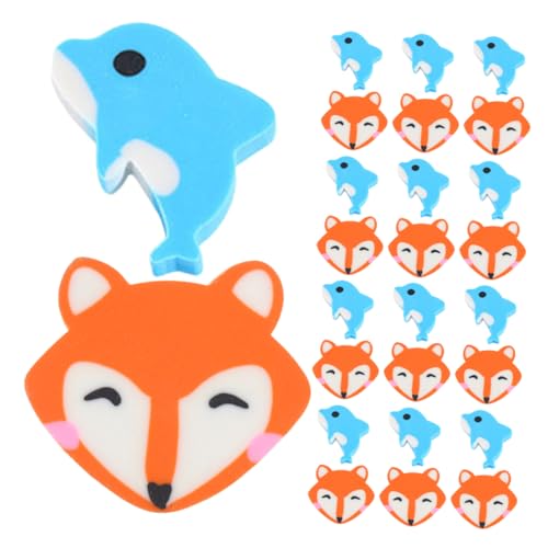 Operitacx Niedliche Fuchs und Delfin Radiergummis für Schüler Weiche und Sanfte Tierformen für Kunstbedarf Tragbare Schulradierer von Operitacx