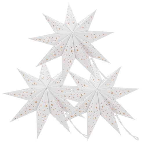 Operitacx Papierlaternen mit neunzackigen Sternen, für Weihnachtsdekorationen, warme Atmosphäre, festliche hängende Ornamente, Laternenabdeckungen, 3 Stück von Operitacx