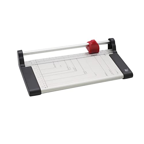 Operitacx Papierschneider Manuell mit Stabiler Kunststoffbasis Verstellbarem Führungsschlitz Rasterlineal und Automatischer Klammerfunktion für Präzises Schneiden im Büro und Zuhause von Operitacx