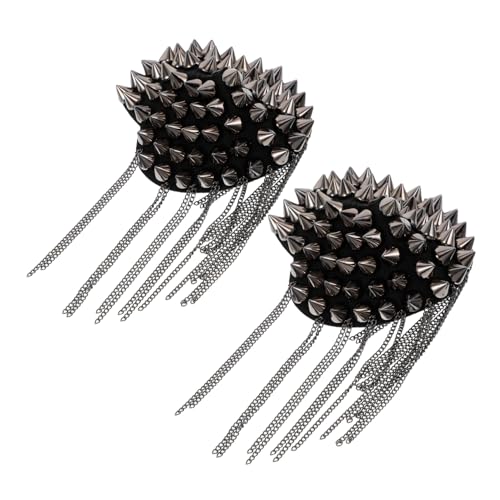 Operitacx Punk Schulterklappen mit Scharfen Kegeln Vintage Quasten Robustes Ccb und Eisen Modische Epauletten für Damen und Herren Auffälliges Accessoire für Jacken und Kostüme von Operitacx