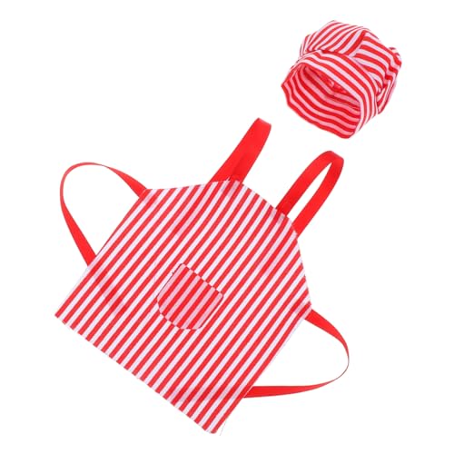 Operitacx Puppenschürze Kochmütze Puppen Kleidung puppenhaus Einrichtung Puppen Outfit Set Puppenwelt gestalten Mini-Kochoutfit Puppenbausatz Schulmaterial für Puppen Stoff rot von Operitacx