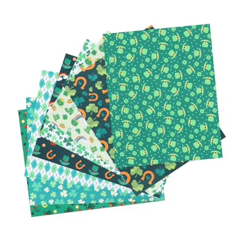 Operitacx Quiltstoff Kleeblatt Muster Baumwollstoffbündel 8 Stück 25x20cm Dekorativer Selbstgemacht Stoff Patchwork Stoff für Nähen Taschenherstellung St Patrick's Day Heimwerkerbedarf von Operitacx