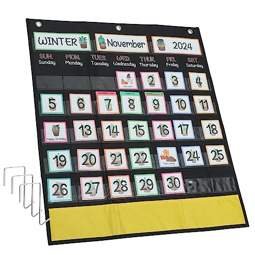 Operitacx Schul-familien-wochenkalender-hängetasche Klassenkalender-diagramm Kalender Für Vorschulkalender Für Das Klassenzimmer Kalender Klassenzimmer Kinderkalender Black Polyester von Operitacx