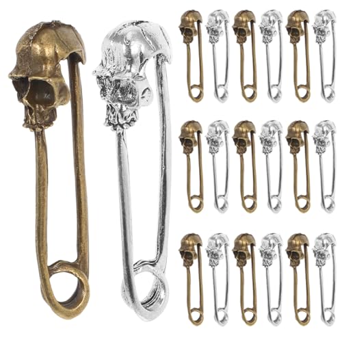Operitacx Sicherheitsnadeln mit Totenkopf-Motiv, Gothic-Punk, gruselige Anstecknadeln für Halloween-Kostüme, Jacken, Taschen, Hüte, 20 Stück von Operitacx