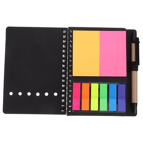 Operitacx Spule Notizbuch Reisetagebuch schreiben Notebook Sticky Tabs Notizblock mit Stift Spiralnotizbuch mit Taschen Journal -Notizbuch Notizblock und Stift spiralblock Papier Schwarz von Operitacx