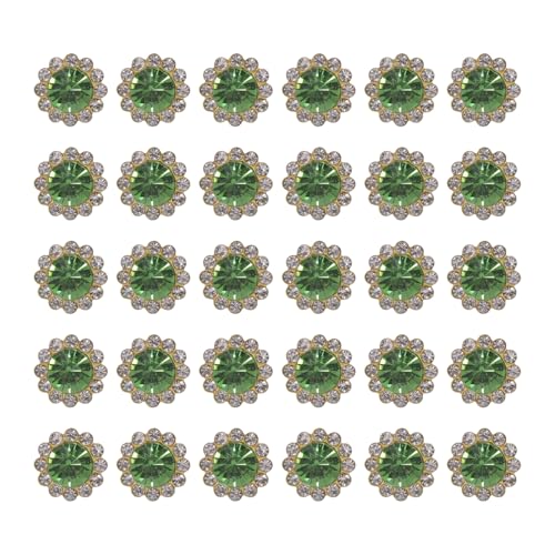 Operitacx Strass-Sonnenblumen-Knöpfe Zum Nähen, DIY Glas-Kristallknöpfe Für Kleidung, Schmuckherstellung Und Dekoration, 12mm Grün, 50 Stück Operitacx Strass-Sonnenblumen-Knöpfe Zum Nähen, DIY Glas-Kristallknöpfe Für Kleidung, Schmuckherstellung Und Dekoration, 12mm Grün, 50 Stück von Operitacx
