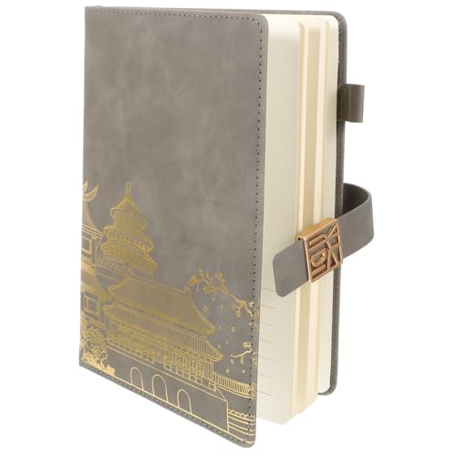 Operitacx Style Vintage Notizbuch mit Schnalle Dickes Planer Notizpad für Tagesplan Praktisches Agenda Notizbuch Graues Portables Schreibheft für Arbeit und Schule von Operitacx
