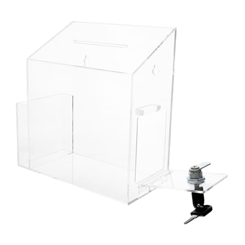 Operitacx Transparente Acryl Spendenbox mit Schloss Kleine Vorschlags und Sammelbox für Büro Schule Wohltätigkeit Kompakte Transparente Wahl und Losbox von Operitacx