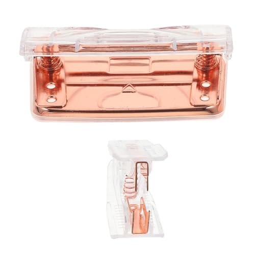 Operitacx Transparentes Roségold Büroset Teilig Lochstanzer und Kleiner Heftklammerentferner Modernes Design Präzise Papierausrichtung Langlebiges Material Multifunktional für Schreibtisch von Operitacx