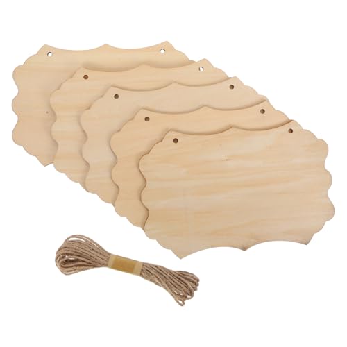 Operitacx Unfertiges Holzschild Teilig mit Juteseil Blanke Holztafeln zum Bemalen Gravieren DIY Wanddekoration Innen Außen Robuste Holzschilder mit Glatter Oberfläche von Operitacx