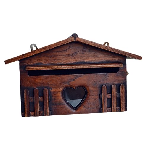 Operitacx Vintage Holzbriefkasten Wandmontage Regenfeste Vorschlagsbox Kreative Postbox für Villa Außenbereich Sicherer Retro Briefkasten aus Holz von Operitacx