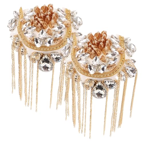 Operitacx Vintage Quaste Schulter Epauletten mit U Förmiger Diamantkette Metall Fransen Schulterklappen für Kostüm Einfach zu Befestigen und Abnehmbar Elegantes Design für Besonderen Look Operitacx Vintage Quaste Schulter Epauletten mit U Förmiger Diamantkette Metall Fransen Schulterklappen für Kostüm Einfach zu Befestigen und Abnehmbar Elegantes Design für Besonderen Look von Operitacx