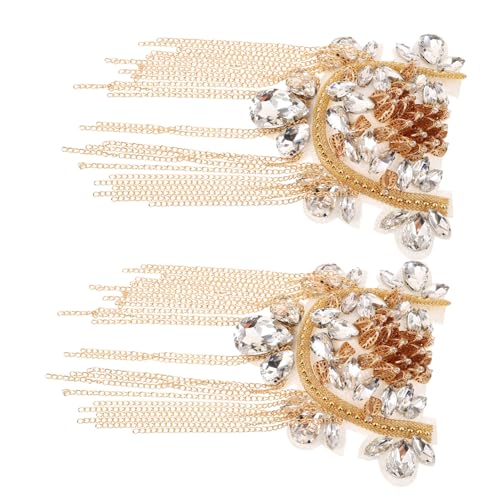 Operitacx Vintage Schulter Epauletten mit Metall Quasten und Funkelnder U Förmiger Diamantkette Dekorative Schulterapplikationen für Kostüme Einfach Anzubringen Modisches Accessoire für Operitacx Vintage Schulter Epauletten mit Metall Quasten und Funkelnder U Förmiger Diamantkette Dekorative Schulterapplikationen für Kostüme Einfach Anzubringen Modisches Accessoire für von Operitacx