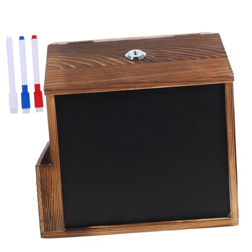 Operitacx Vintage Wandmontierte Holz Vorschlagsbox mit Schloss Abschließbare Spendenbox und Briefkasten Multifunktionale Holzbox für Büro Schule Fundraising mit Retro Design von Operitacx