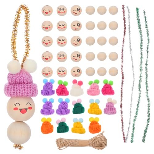 Operitacx Weihnachts-holzperlen DIY Bastelset Handpolierte Glatte Holzperlen mit Jutegarn Bunten Fäden Weihnachtsmützen Originelles Zubehör für Weihnachtsdeko und Familienbasteln Operitacx Weihnachts-holzperlen DIY Bastelset Handpolierte Glatte Holzperlen mit Jutegarn Bunten Fäden Weihnachtsmützen Originelles Zubehör für Weihnachtsdeko und Familienbasteln von Operitacx