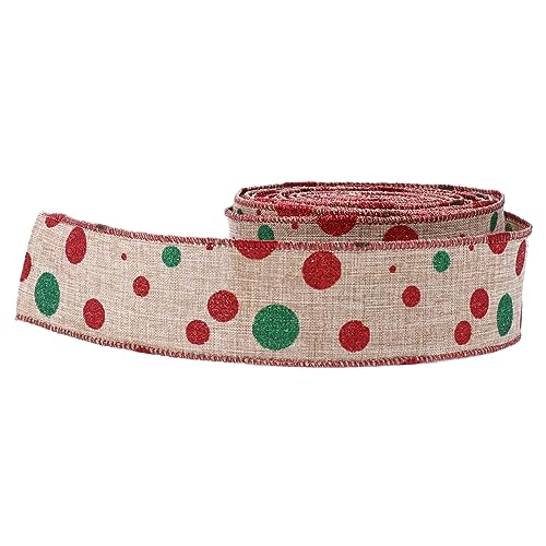 Operitacx Weihnachtsrotes Burlap Ribbon mit Grünen Punkten Robuste Weihnachts Dekoschleife für Geschenkverpackung Diy Bastelband Party und Festdekoration von Operitacx