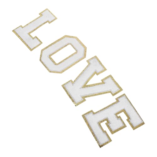 Operitacx Weiße Chenille Love Buchstaben Aufnäher mit Goldenem Glitzerrand zum Aufbügeln DIY Patches für Jacken Hüte Taschen Einfache Applikation ohne Nähen für Geschenke und Teamwear Operitacx Weiße Chenille Love Buchstaben Aufnäher mit Goldenem Glitzerrand zum Aufbügeln DIY Patches für Jacken Hüte Taschen Einfache Applikation ohne Nähen für Geschenke und Teamwear von Operitacx