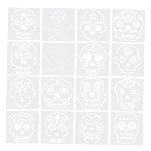 Operitacx Wiederverwendbare Teilige Day Of The Dead Malvorlagen aus Kunststoff Leichte Präzise Geschnittene Schablonen mit Skelettmotiven für Diy Zeichnungen Wanddeko Scrapbooking und von Operitacx