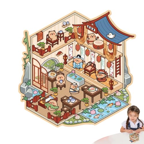 3D Home Aufkleber - Haus Landschaft Aufkleber, 3D Miniaturaufkleber | Tragbare Cartoon 3D Szenen Aufkleber Mit Mehrschichtigem Design, Designaufkleber Für Miniat Häuser von Opilroyn